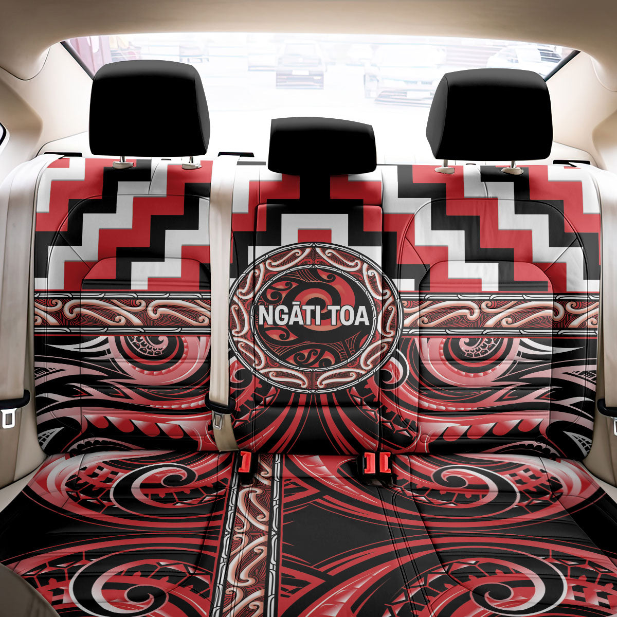 Aotearoa Ngati Toa Back Car Seat Cover Maori Iwi Poutama Puhoro Tattoo LT14 - Polynesian Pride