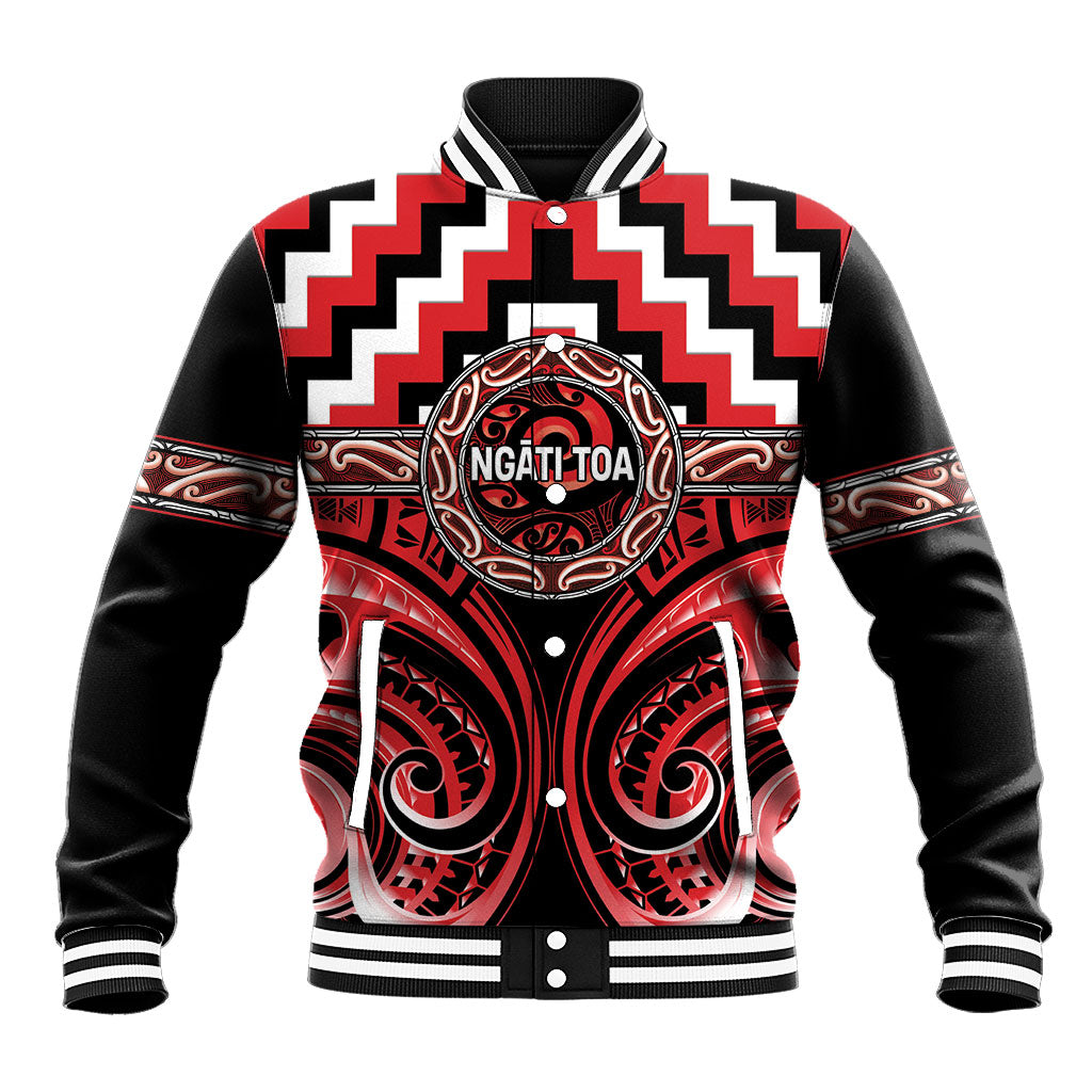 Aotearoa Ngati Toa Personalised Baseball Jacket Maori Iwi Poutama Puhoro Tattoo LT14 Unisex Red - Polynesian Pride