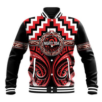 Aotearoa Ngati Toa Personalised Baseball Jacket Maori Iwi Poutama Puhoro Tattoo LT14 Unisex Red - Polynesian Pride