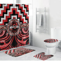 Aotearoa Ngati Toa Bathroom Set Maori Iwi Poutama Puhoro Tattoo LT14 Bathroom Set (4 pcs) Red - Polynesian Pride