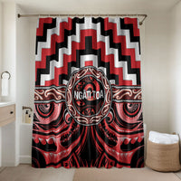 Aotearoa Ngati Toa Bathroom Set Maori Iwi Poutama Puhoro Tattoo LT14 Shower Curtain Only Red - Polynesian Pride