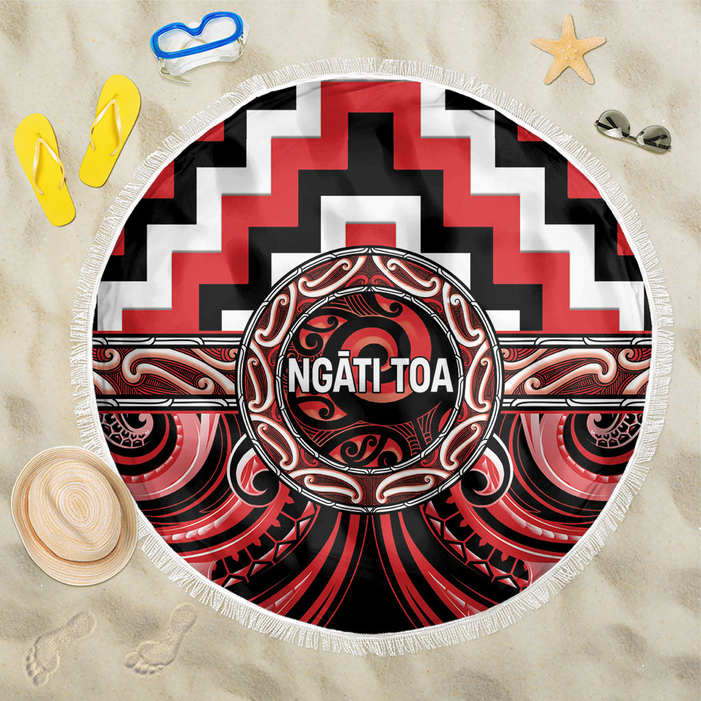 Aotearoa Ngati Toa Beach Blanket Maori Iwi Poutama Puhoro Tattoo LT14 One Size 150cm Red - Polynesian Pride