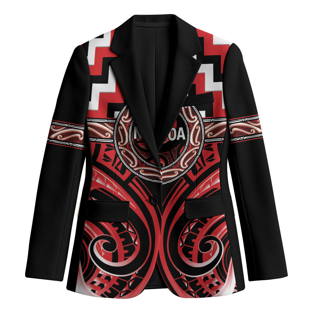 Aotearoa Ngati Toa Personalised Blazer Maori Iwi Poutama Puhoro Tattoo LT14 Unisex Red - Polynesian Pride