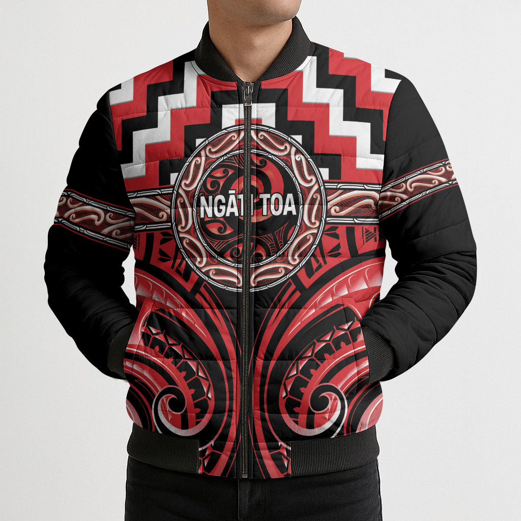 Aotearoa Ngati Toa Personalised Bomber Puffer Jacket Maori Iwi Poutama Puhoro Tattoo LT14 - Polynesian Pride