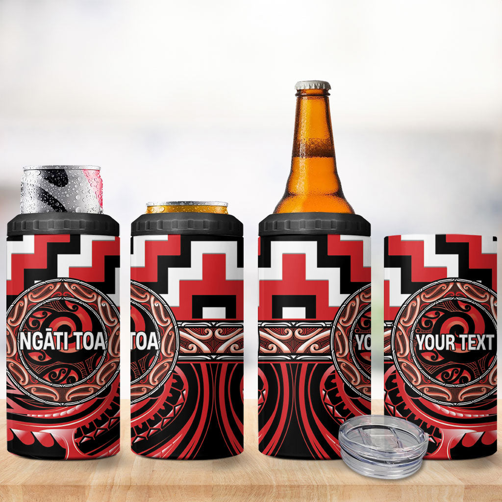 Aotearoa Ngati Toa Personalised 4 in 1 Can Cooler Tumbler Maori Iwi Poutama Puhoro Tattoo LT14 - Polynesian Pride