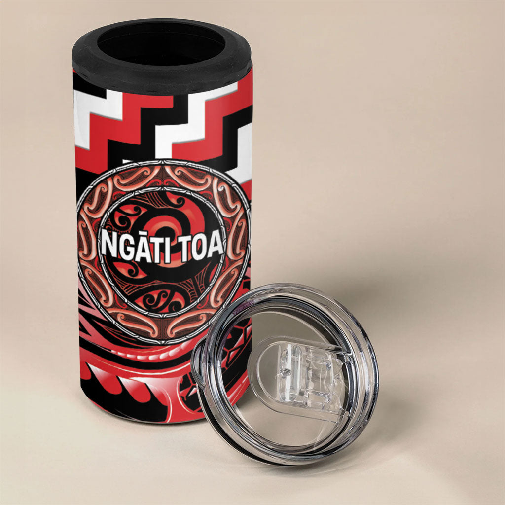 Aotearoa Ngati Toa Personalised 4 in 1 Can Cooler Tumbler Maori Iwi Poutama Puhoro Tattoo LT14 - Polynesian Pride