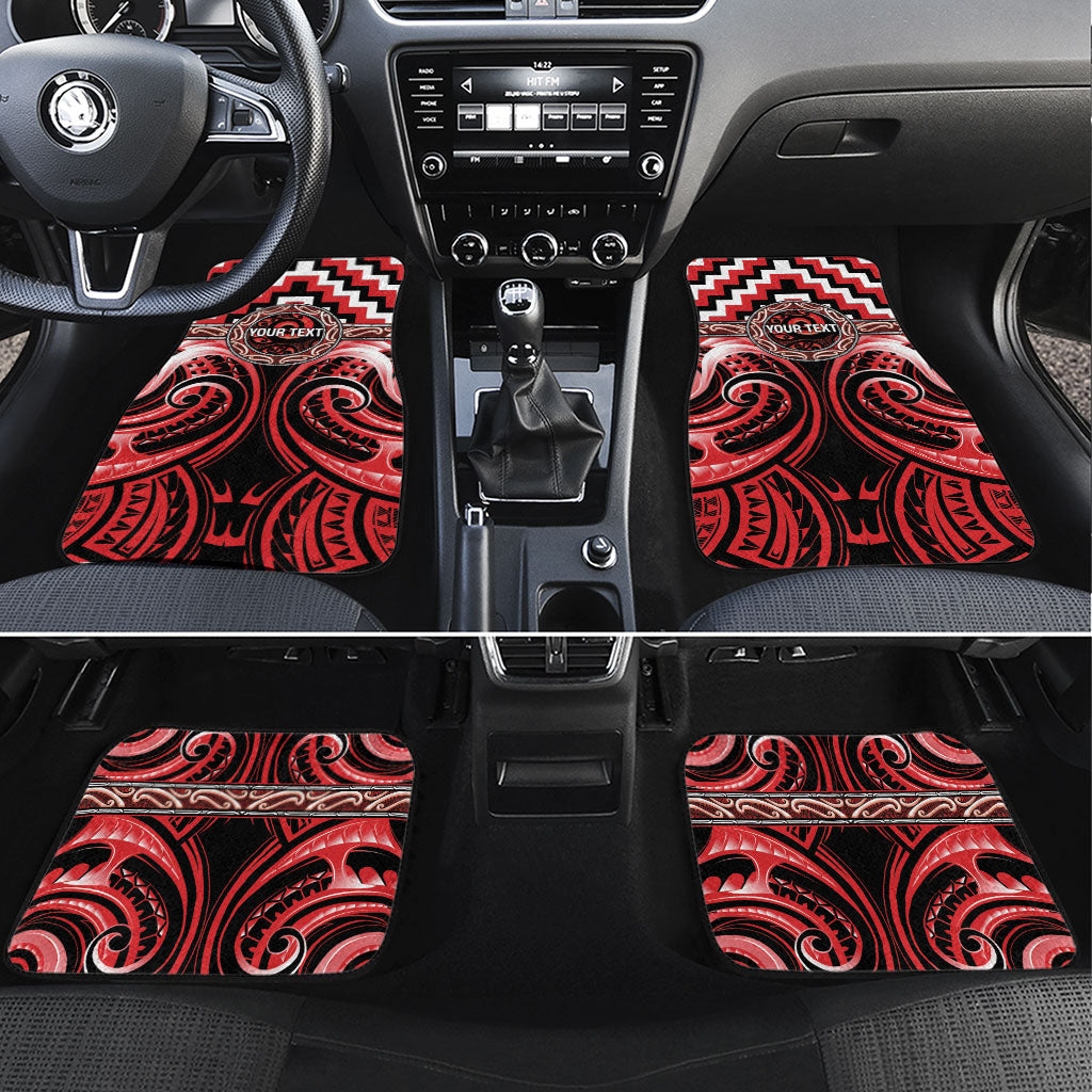 Aotearoa Ngati Toa Personalised Car Mats Maori Iwi Poutama Puhoro Tattoo LT14 Set 4pcs Red - Polynesian Pride
