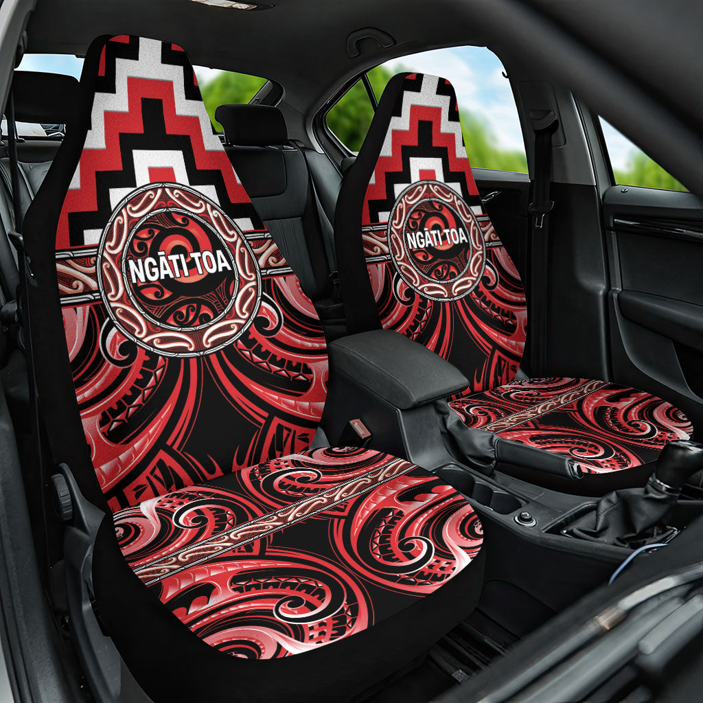 Aotearoa Ngati Toa Car Seat Cover Maori Iwi Poutama Puhoro Tattoo LT14 One Size Red - Polynesian Pride
