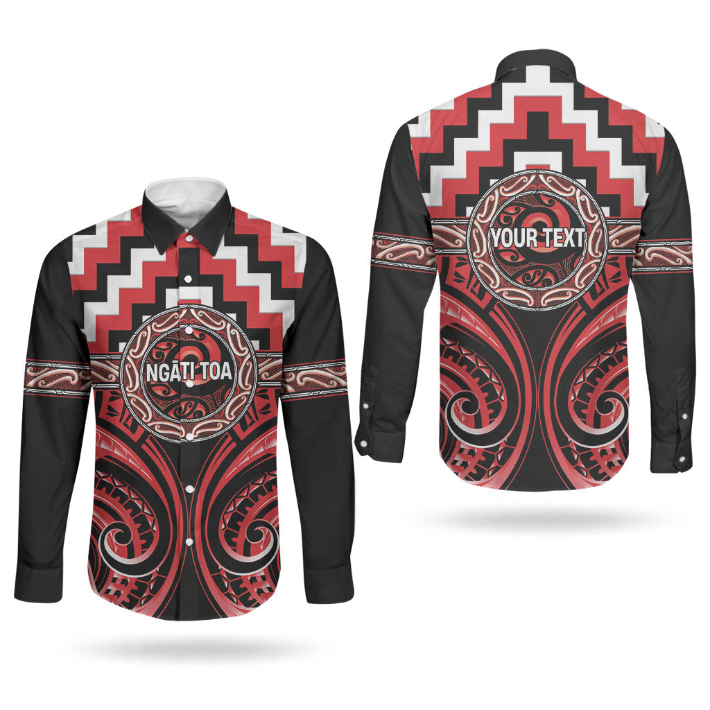 Aotearoa Ngati Toa Personalised Couples Matching Long Sleeve Bodycon Dress and Long Sleeve Button Shirt Maori Iwi Poutama Puhoro Tattoo LT14 - Polynesian Pride