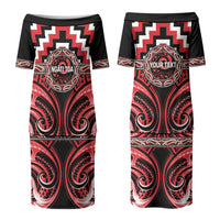 Aotearoa Ngati Toa Personalised Couples Matching Puletasi and Long Sleeve Button Shirt Maori Iwi Poutama Puhoro Tattoo LT14 - Polynesian Pride