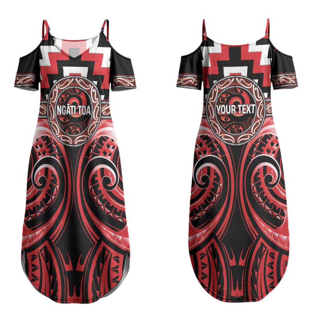Aotearoa Ngati Toa Personalised Couples Matching Summer Maxi Dress and Long Sleeve Button Shirt Maori Iwi Poutama Puhoro Tattoo LT14 - Polynesian Pride