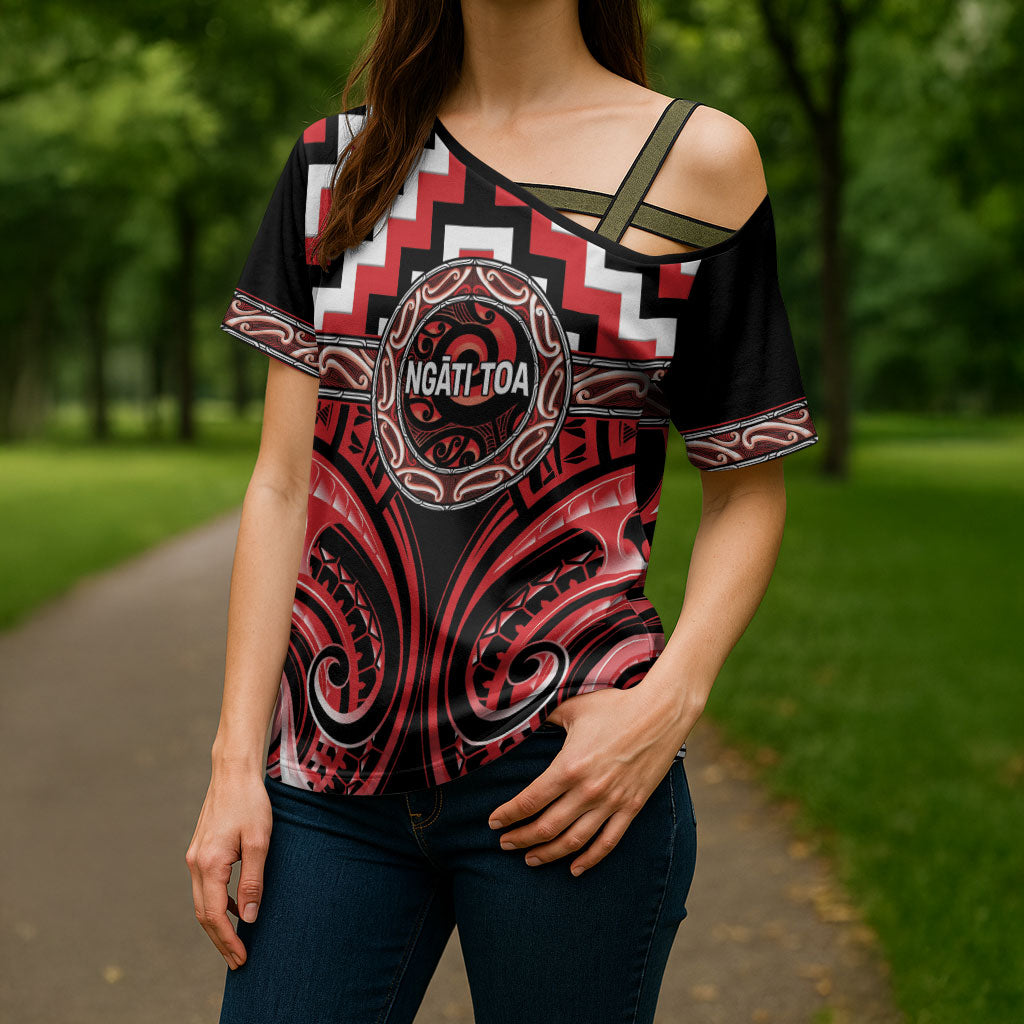 Aotearoa Ngati Toa Personalised Cross Shoulder Shirt Maori Iwi Poutama Puhoro Tattoo LT14 - Polynesian Pride