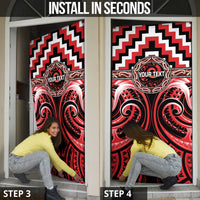 Aotearoa Ngati Toa Personalised Door Cover Maori Iwi Poutama Puhoro Tattoo LT14 - Polynesian Pride