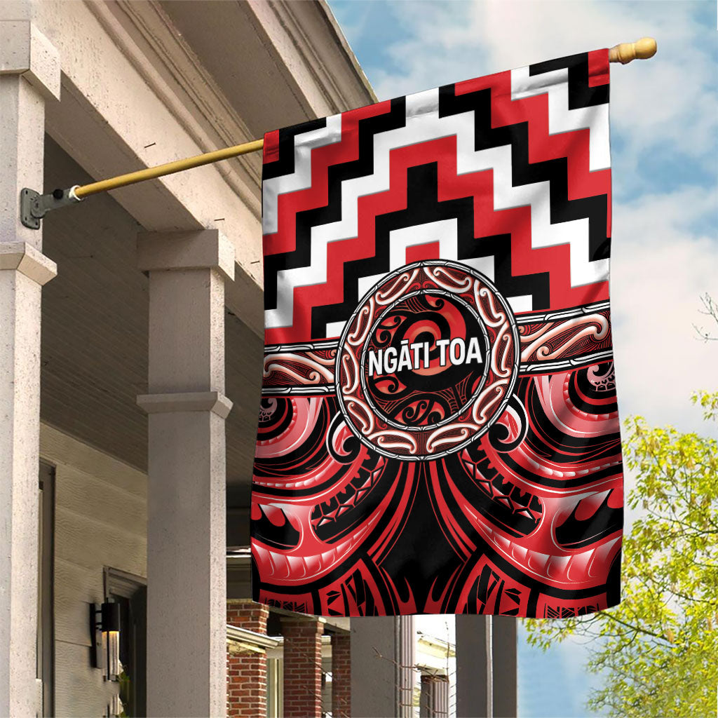 Aotearoa Ngati Toa Garden Flag Maori Iwi Poutama Puhoro Tattoo LT14 House Flag Red - Polynesian Pride