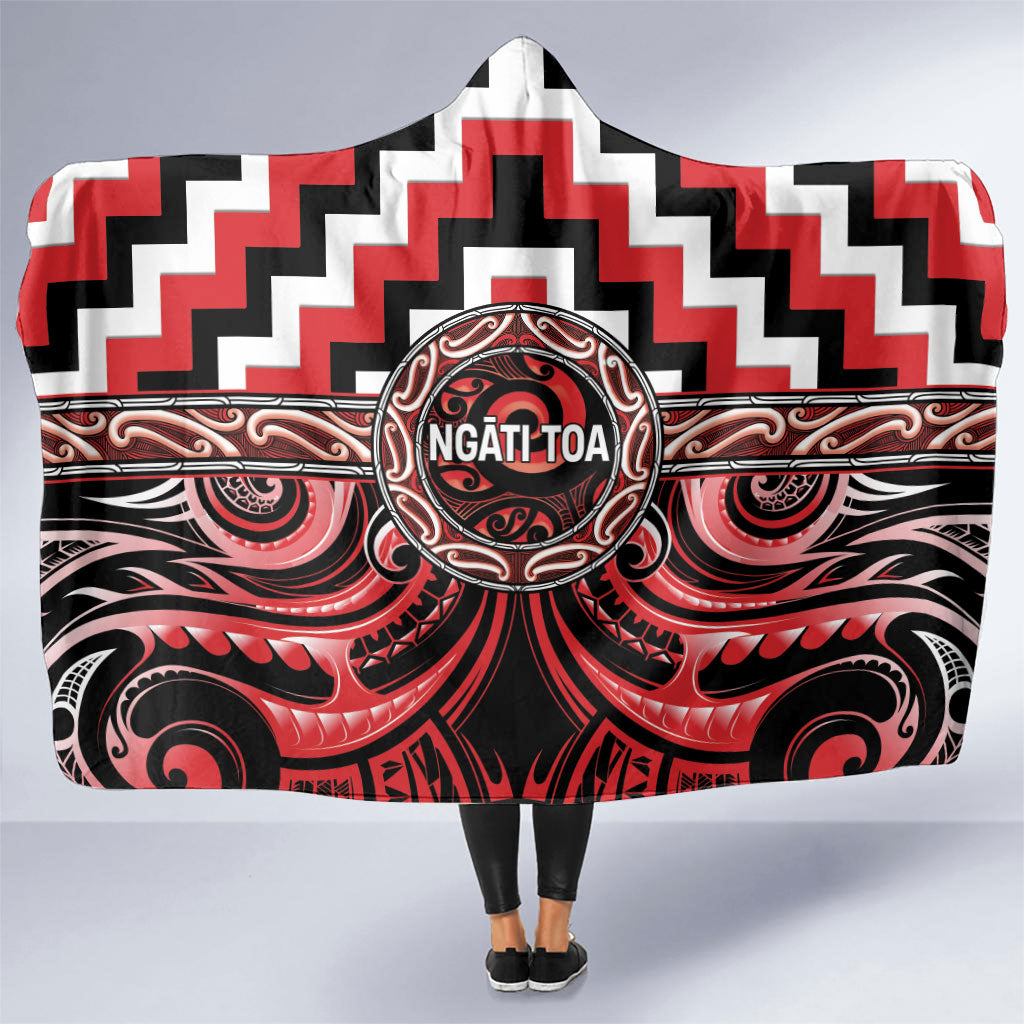 Aotearoa Ngati Toa Hooded Blanket Maori Iwi Poutama Puhoro Tattoo LT14 One Size Red - Polynesian Pride