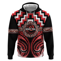 Aotearoa Ngati Toa Personalised Hoodie Maori Iwi Poutama Puhoro Tattoo LT14 Pullover Hoodie Red - Polynesian Pride
