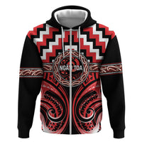 Aotearoa Ngati Toa Personalised Hoodie Maori Iwi Poutama Puhoro Tattoo LT14 Zip Hoodie Red - Polynesian Pride