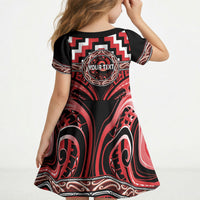 Aotearoa Ngati Toa Personalised Kid Short Sleeve Dress Maori Iwi Poutama Puhoro Tattoo LT14 - Polynesian Pride