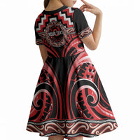 Aotearoa Ngati Toa Personalised Kid Short Sleeve Dress Maori Iwi Poutama Puhoro Tattoo LT14 - Polynesian Pride
