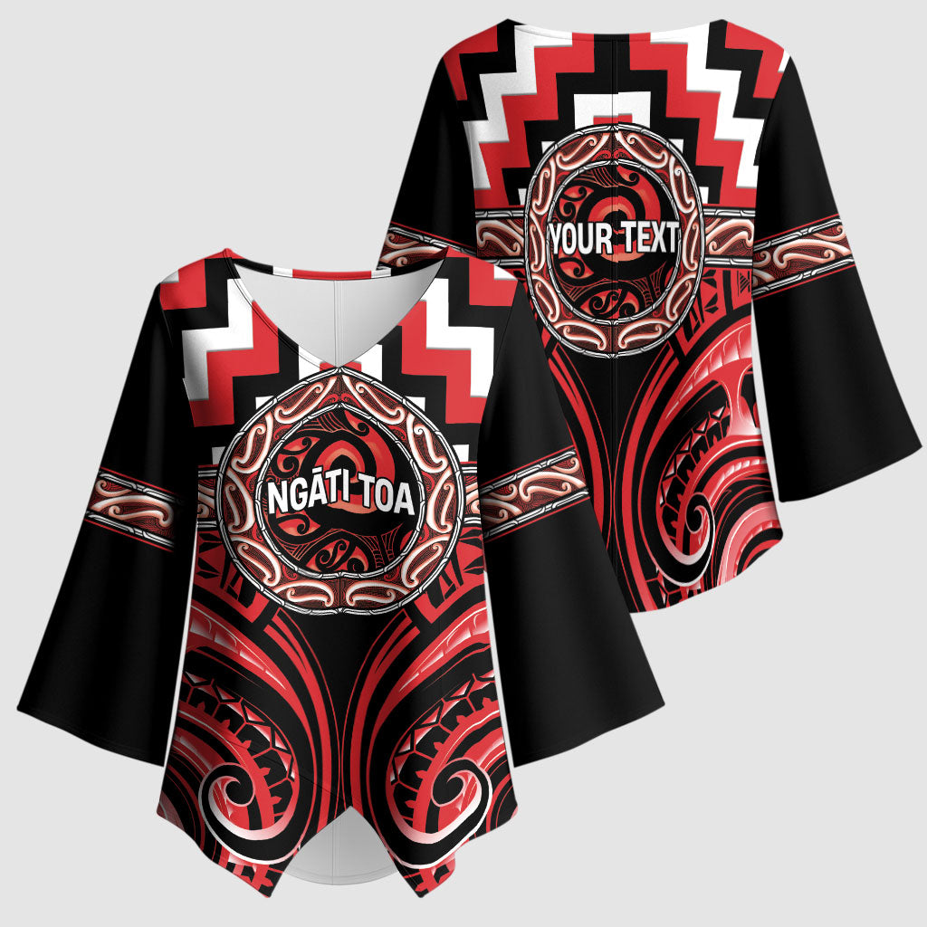 Aotearoa Ngati Toa Personalised Kimono Sleeve Blouse Maori Iwi Poutama Puhoro Tattoo LT14 - Polynesian Pride