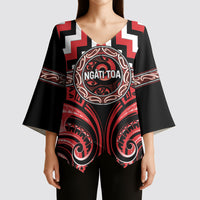 Aotearoa Ngati Toa Personalised Kimono Sleeve Blouse Maori Iwi Poutama Puhoro Tattoo LT14 - Polynesian Pride