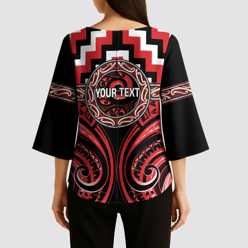 Aotearoa Ngati Toa Personalised Kimono Sleeve Blouse Maori Iwi Poutama Puhoro Tattoo LT14 - Polynesian Pride