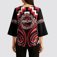 Aotearoa Ngati Toa Personalised Kimono Sleeve Blouse Maori Iwi Poutama Puhoro Tattoo LT14 - Polynesian Pride