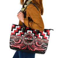 Aotearoa Ngati Toa Leather Tote Bag Maori Iwi Poutama Puhoro Tattoo LT14 Red - Polynesian Pride