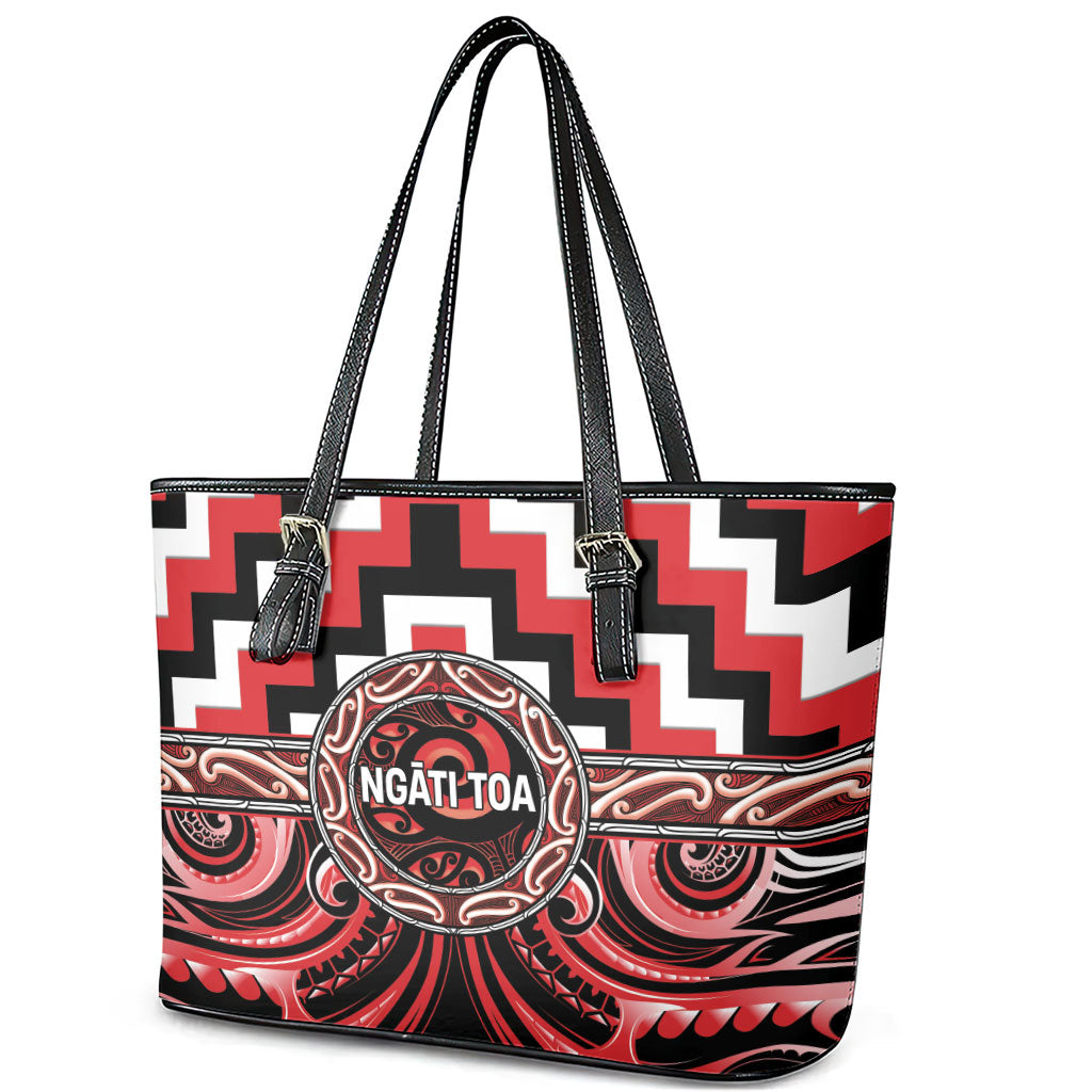 Aotearoa Ngati Toa Leather Tote Bag Maori Iwi Poutama Puhoro Tattoo LT14 - Polynesian Pride