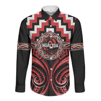 Aotearoa Ngati Toa Personalised Long Sleeve Button Shirt Maori Iwi Poutama Puhoro Tattoo LT14 Unisex Red - Polynesian Pride