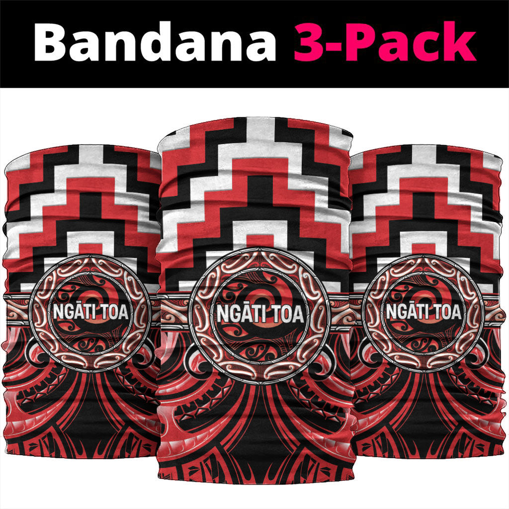 Aotearoa Ngati Toa Neck Gaiter Maori Iwi Poutama Puhoro Tattoo LT14 package One Size: 25*50cm Red - Polynesian Pride