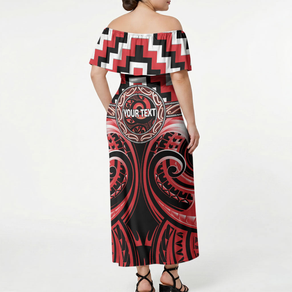 Aotearoa Ngati Toa Personalised Off Shoulder Maxi Dress Maori Iwi Poutama Puhoro Tattoo LT14 - Polynesian Pride
