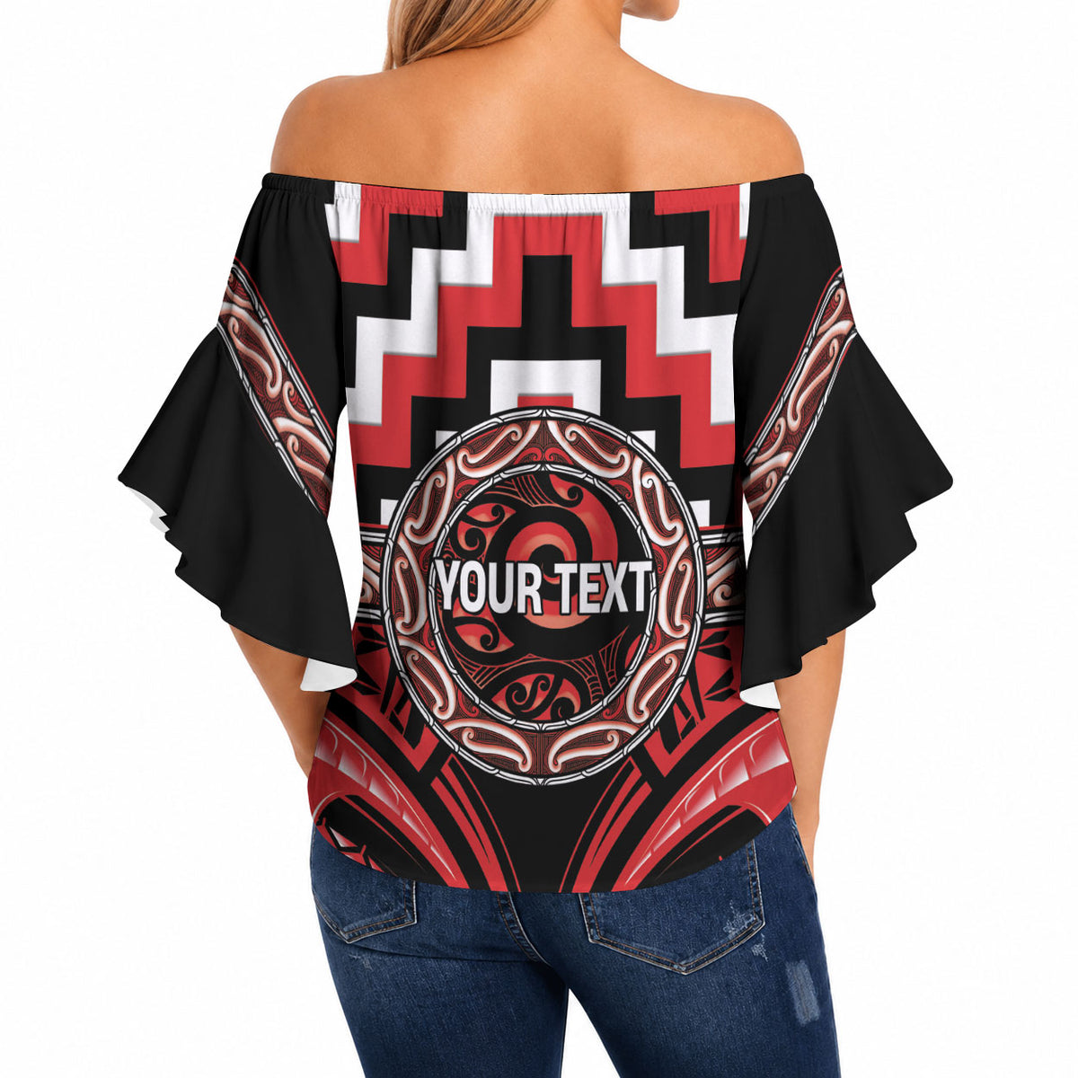 Aotearoa Ngati Toa Personalised Off Shoulder Wrap Waist Top Maori Iwi Poutama Puhoro Tattoo LT14 - Polynesian Pride