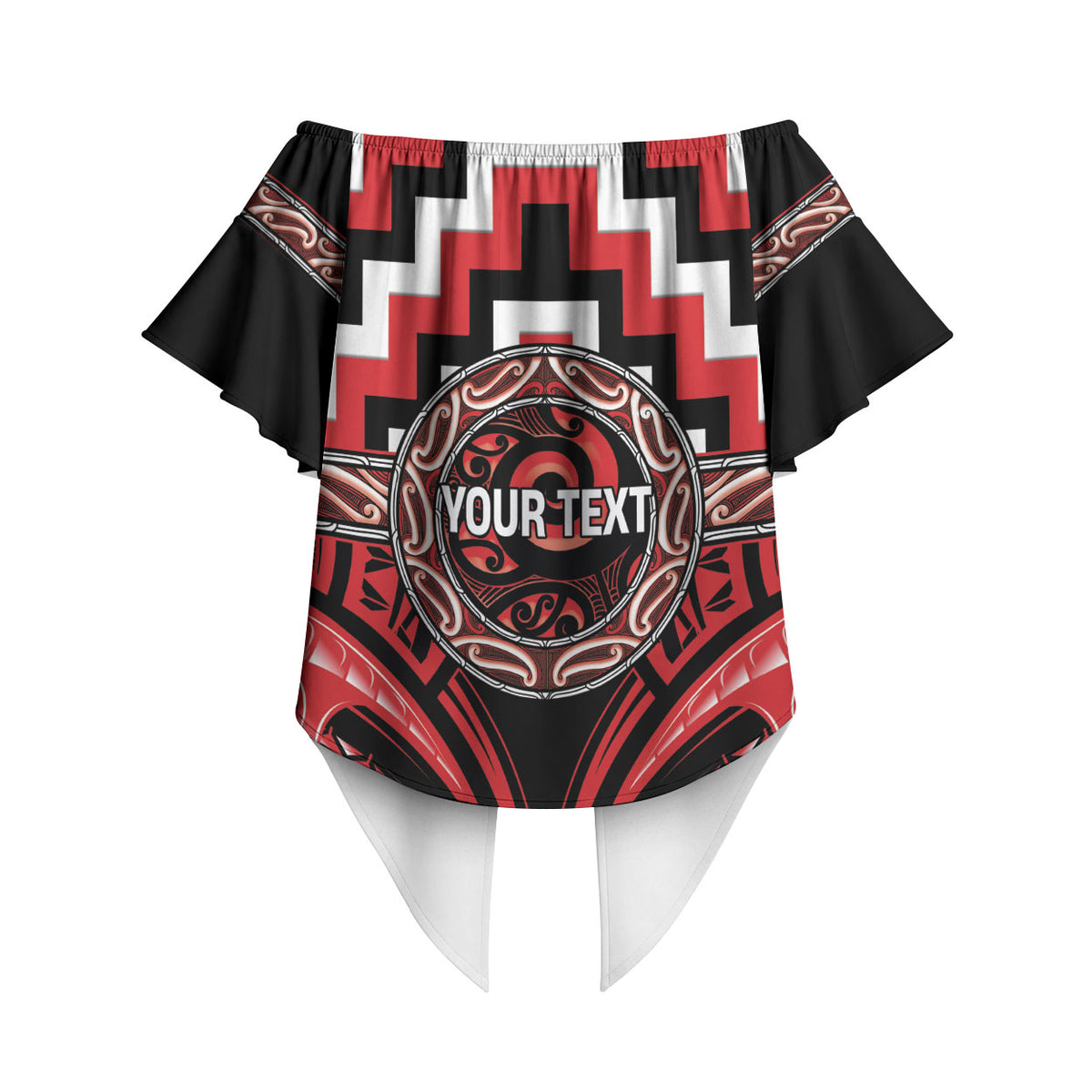 Aotearoa Ngati Toa Personalised Off Shoulder Wrap Waist Top Maori Iwi Poutama Puhoro Tattoo LT14 - Polynesian Pride
