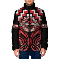 Aotearoa Ngati Toa Personalised Padded Jacket Maori Iwi Poutama Puhoro Tattoo LT14 Men Red - Polynesian Pride