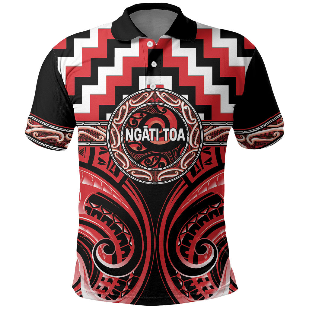 Aotearoa Ngati Toa Personalised Polo Shirt Maori Iwi Poutama Puhoro Tattoo LT14 Red - Polynesian Pride