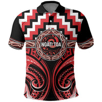 Aotearoa Ngati Toa Personalised Polo Shirt Maori Iwi Poutama Puhoro Tattoo LT14 Red - Polynesian Pride