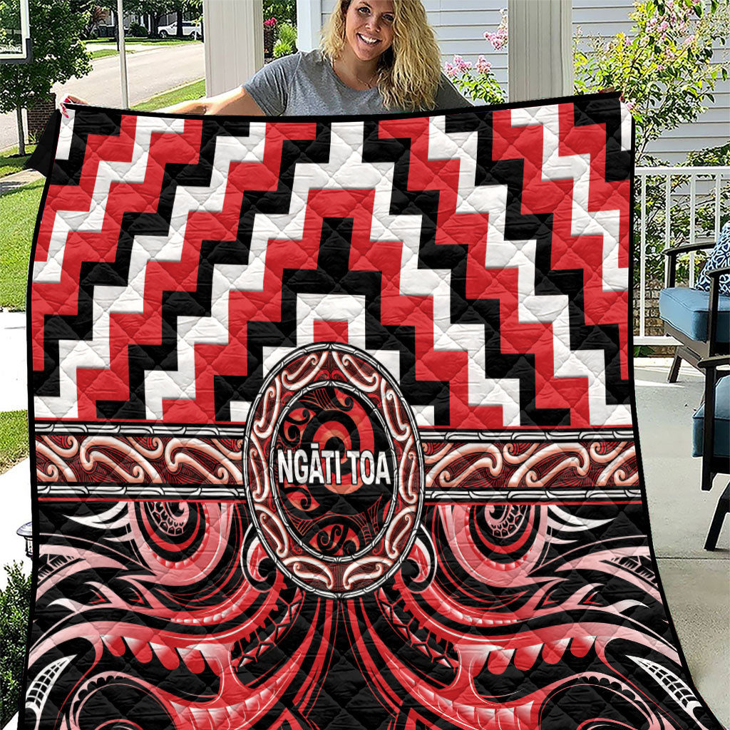 Aotearoa Ngati Toa Quilt Maori Iwi Poutama Puhoro Tattoo LT14 Red - Polynesian Pride