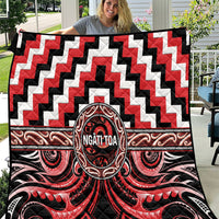Aotearoa Ngati Toa Quilt Maori Iwi Poutama Puhoro Tattoo LT14 Red - Polynesian Pride