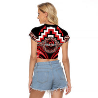 Aotearoa Ngati Toa Personalised Raglan Cropped T Shirt Maori Iwi Poutama Puhoro Tattoo LT14 - Polynesian Pride