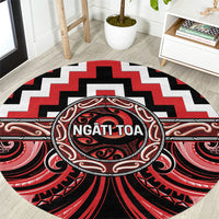 Aotearoa Ngati Toa Round Carpet Maori Iwi Poutama Puhoro Tattoo LT14 Red - Polynesian Pride