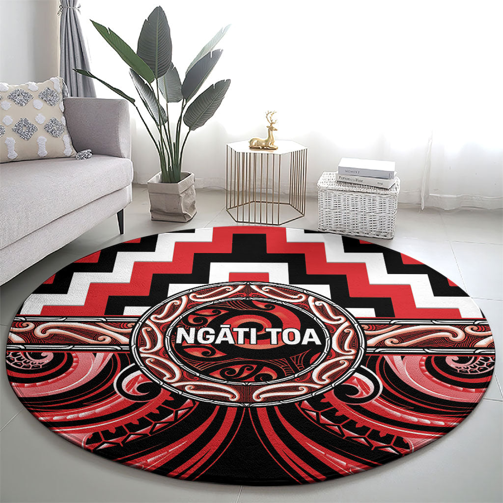 Aotearoa Ngati Toa Round Carpet Maori Iwi Poutama Puhoro Tattoo LT14 - Polynesian Pride