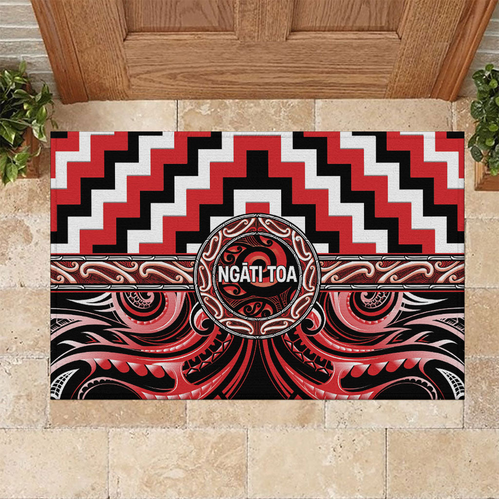 Aotearoa Ngati Toa Rubber Doormat Maori Iwi Poutama Puhoro Tattoo LT14 Red - Polynesian Pride