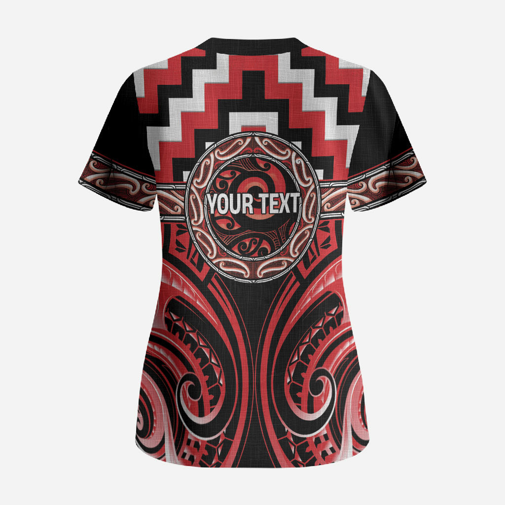 Aotearoa Ngati Toa Personalised Scrub Top Maori Iwi Poutama Puhoro Tattoo LT14 - Polynesian Pride