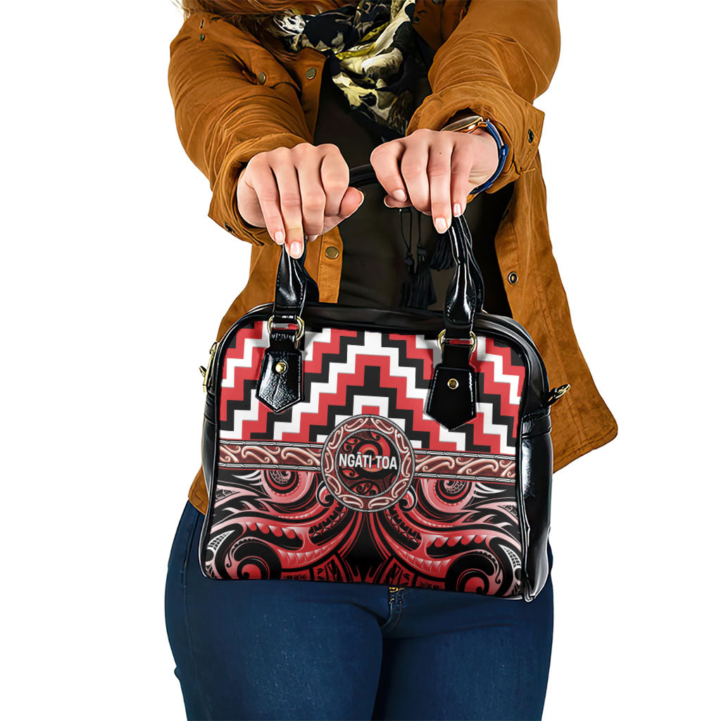 Aotearoa Ngati Toa Shoulder Handbag Maori Iwi Poutama Puhoro Tattoo LT14 One Size Red - Polynesian Pride