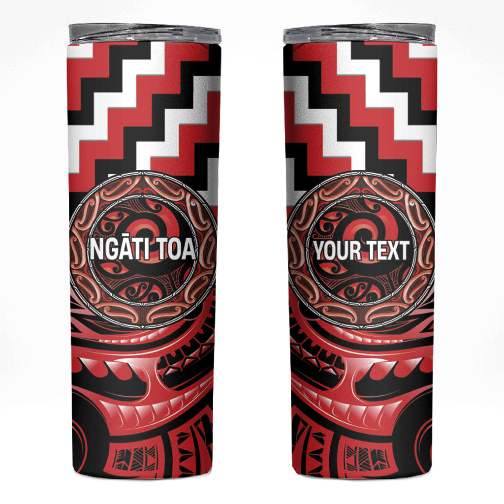 Aotearoa Ngati Toa Personalised Skinny Tumbler Maori Iwi Poutama Puhoro Tattoo LT14 Red - Polynesian Pride