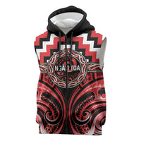 Aotearoa Ngati Toa Personalised Sleeveless Zip Hoodie Maori Iwi Poutama Puhoro Tattoo LT14 Red - Polynesian Pride