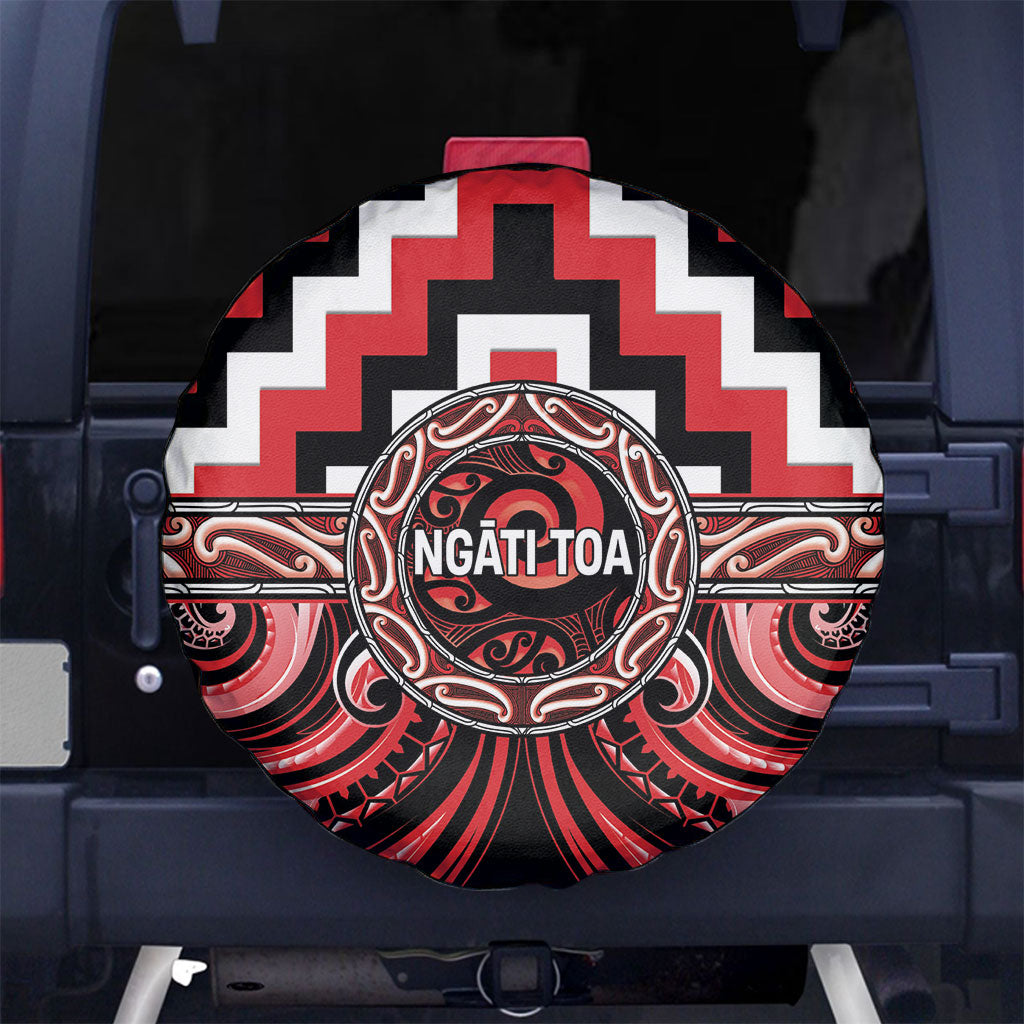 Aotearoa Ngati Toa Spare Tire Cover Maori Iwi Poutama Puhoro Tattoo LT14 No hole Red - Polynesian Pride