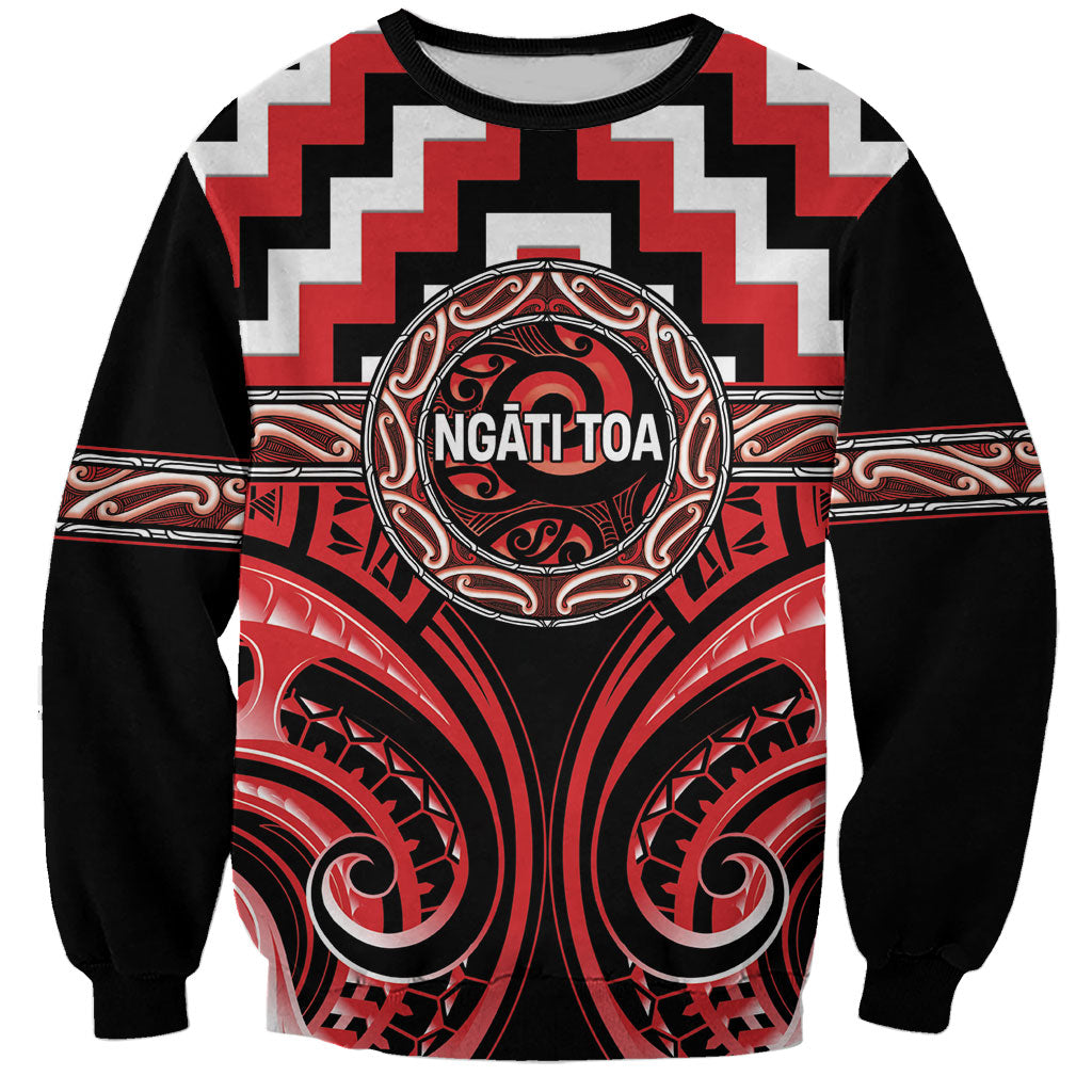 Aotearoa Ngati Toa Personalised Sweatshirt Maori Iwi Poutama Puhoro Tattoo LT14 Unisex Red - Polynesian Pride