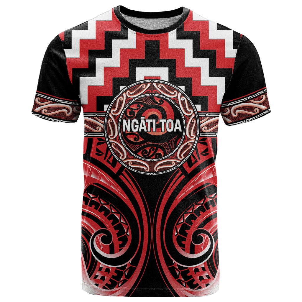 Aotearoa Ngati Toa Personalised T Shirt Maori Iwi Poutama Puhoro Tattoo LT14 Red - Polynesian Pride